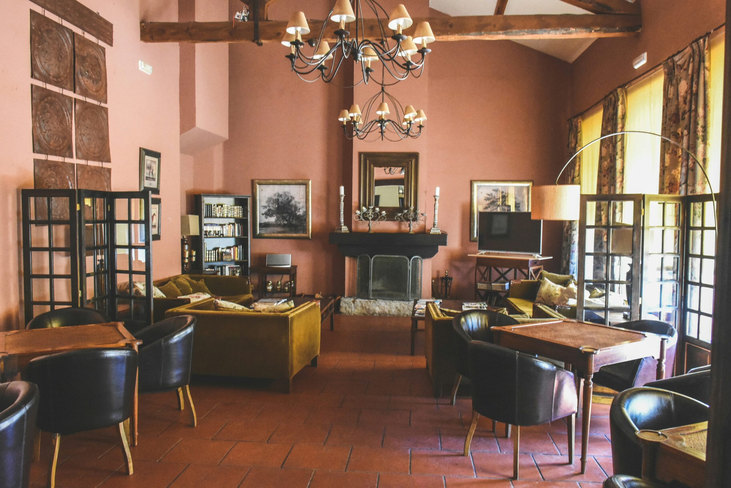 Interior of a historic vacation rental featuring classic furniture and muted colors