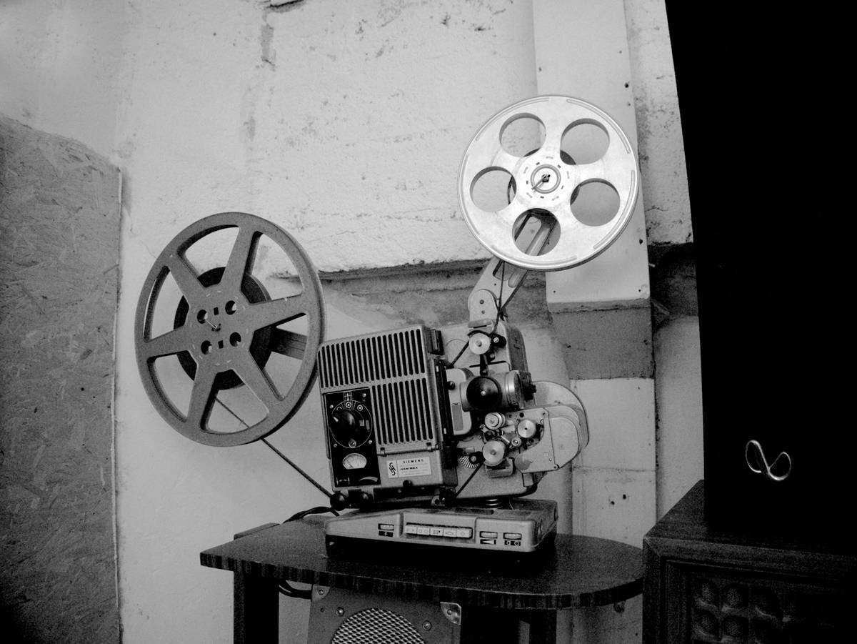 Guests sitting on plush chairs arranged like a red carpet premiere inside a rustic barn